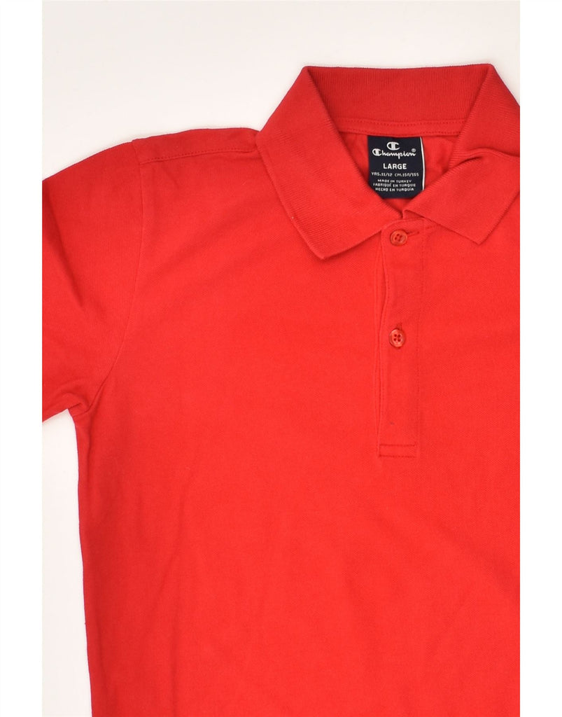 CHAMPION Boys Polo Shirt 11-12 Years Large Red Cotton | Vintage Champion | Thrift | Second-Hand Champion | Used Clothing | Messina Hembry 