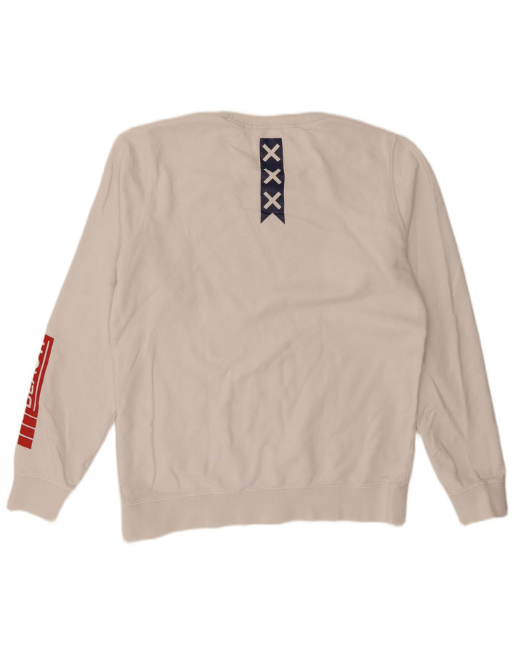Scotch & Soda Mens Graphic Sweatshirt Jumper Large White Cotton