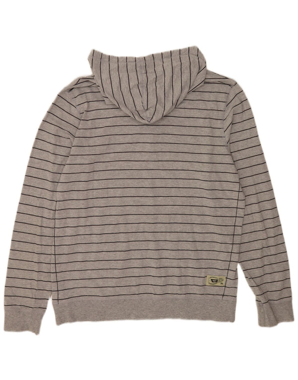 Mossimo Mens Hoodie Jumper XL Grey Striped Cotton