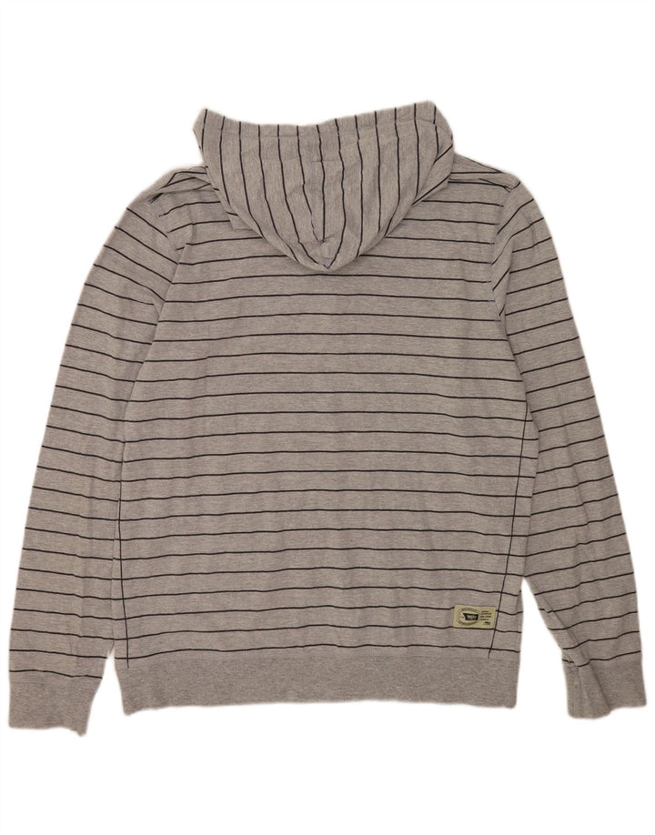 Mossimo Mens Hoodie Jumper XL Grey Striped Cotton