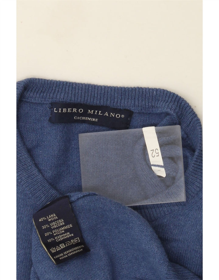 Liberto Mens Crew Neck Jumper Sweater IT 52 Large Blue Wool