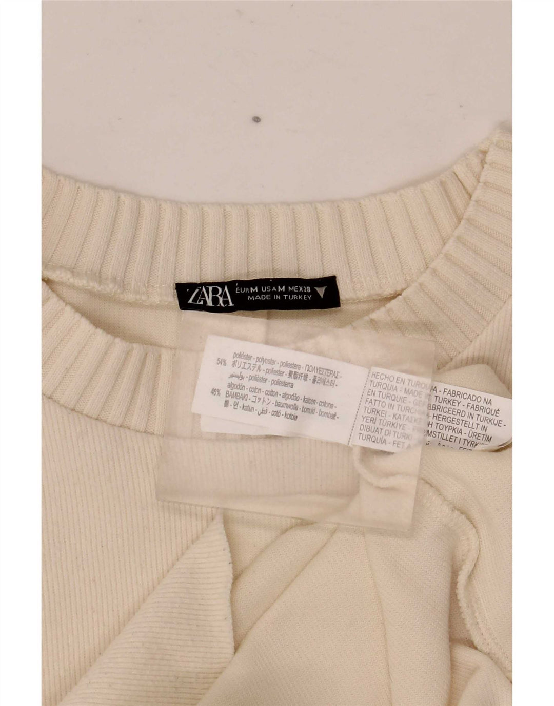 Zara Womens Crew Neck Jumper Sweater UK 14 Medium White Polyester