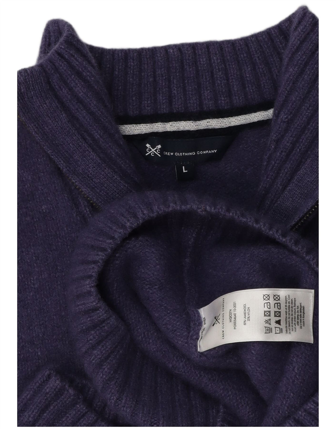 Crew Clothing Mens Zip Neck Jumper Sweater Large Purple Lambswool