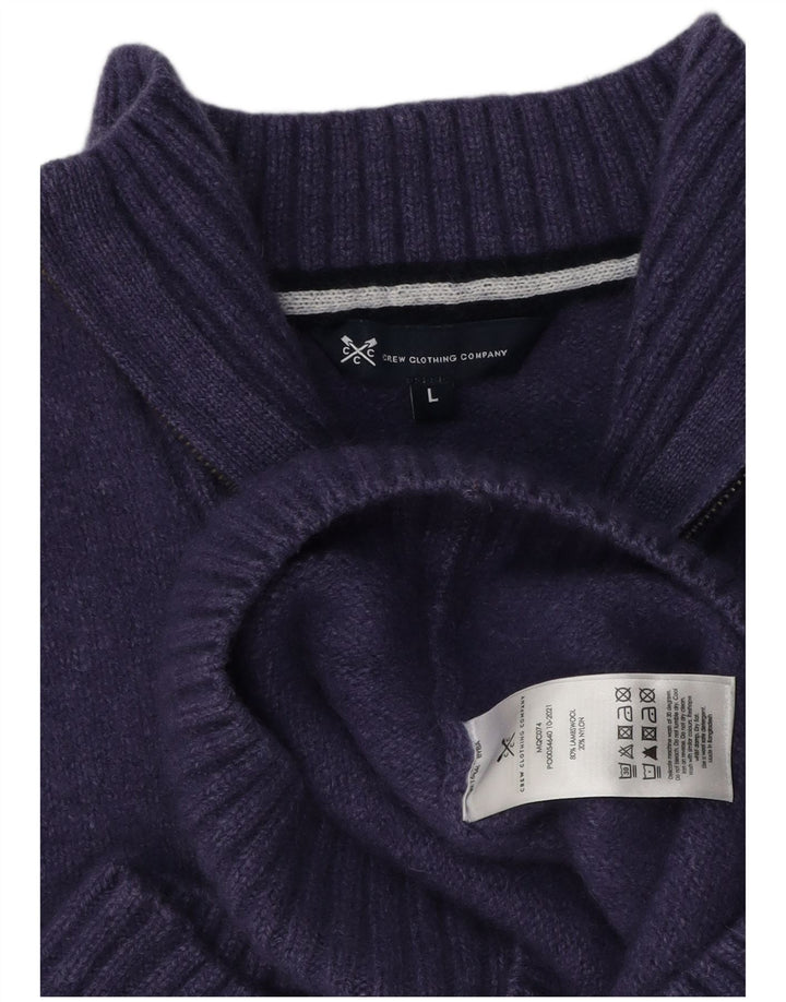 Crew Clothing Mens Zip Neck Jumper Sweater Large Purple Lambswool