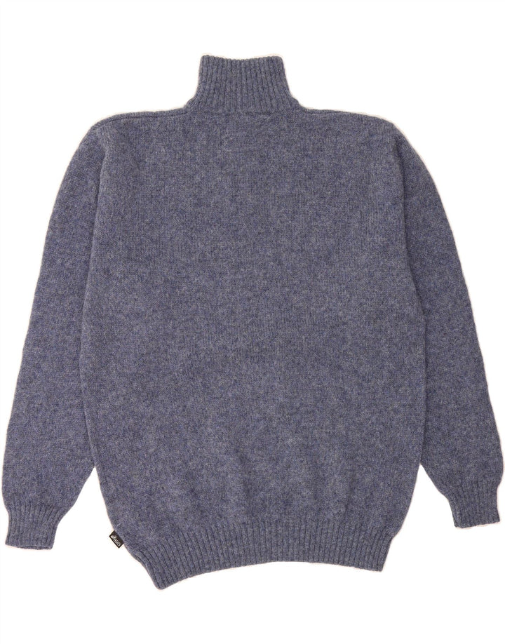 ASICS Womens Zip Neck Jumper Sweater UK 18 XL Navy Blue Wool Vintage Asics and Second-Hand Asics from Messina Hembry 
