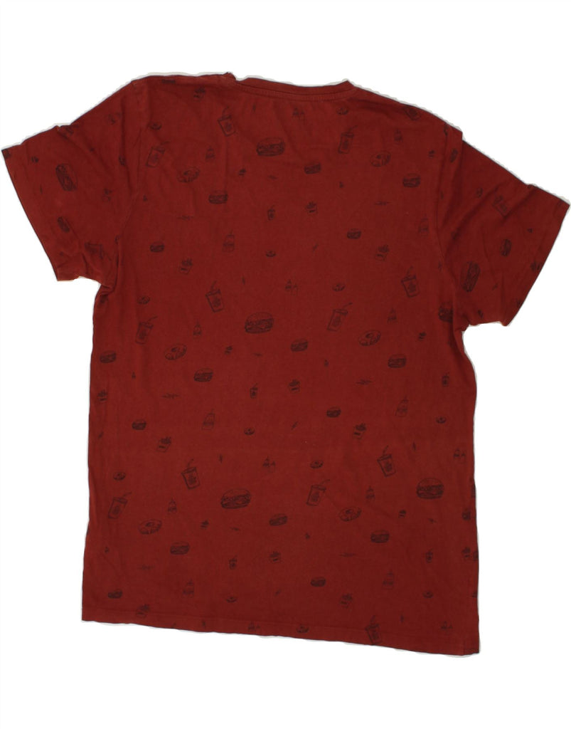 JACK & JONES Mens Abstract Pattern T-Shirt Top Medium Maroon Cotton | Vintage Jack & Jones | Thrift | Second-Hand Jack & Jones | Used Clothing | Messina Hembry 