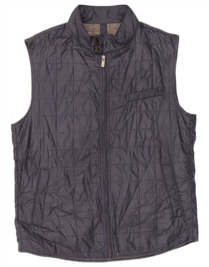 Massimo Dutti Mens Gilet UK 40 Large Navy Blue Polyester