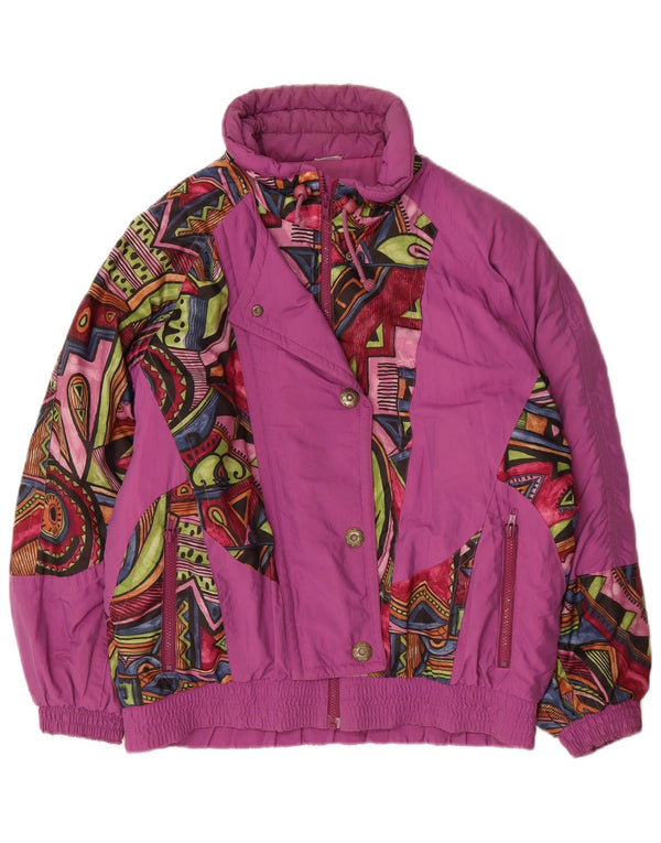 Vintage Womens Oversized Windbreaker Jacket UK 12 Medium Purple Geometric