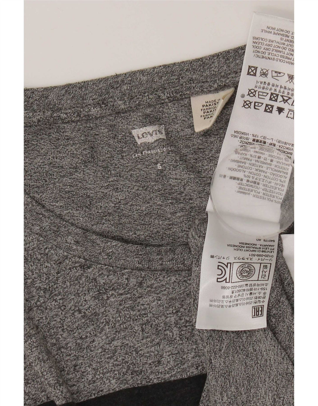 Levi's Womens Graphic T-Shirt Top UK 10 Small Grey Flecked Polyester