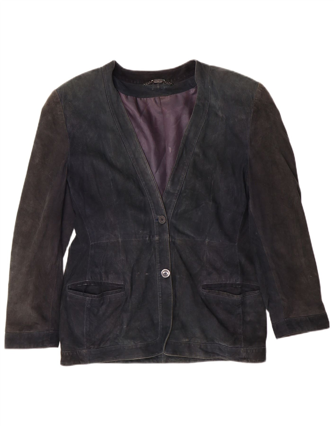 Nazareno Gabrielli Womens Suede Jacket IT 44 Medium Navy Blue