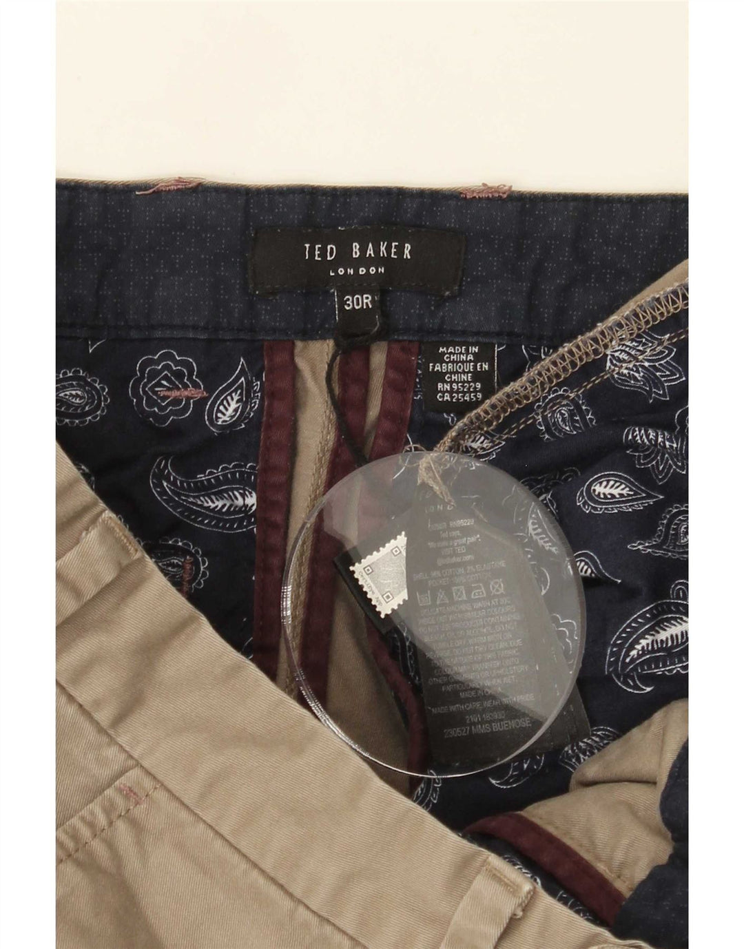 Ted Baker Mens Chino Shorts W30 Medium Khaki Cotton