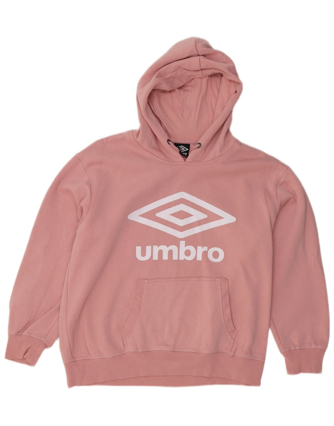 Umbro Mens Graphic Hoodie Jumper Medium Pink Cotton