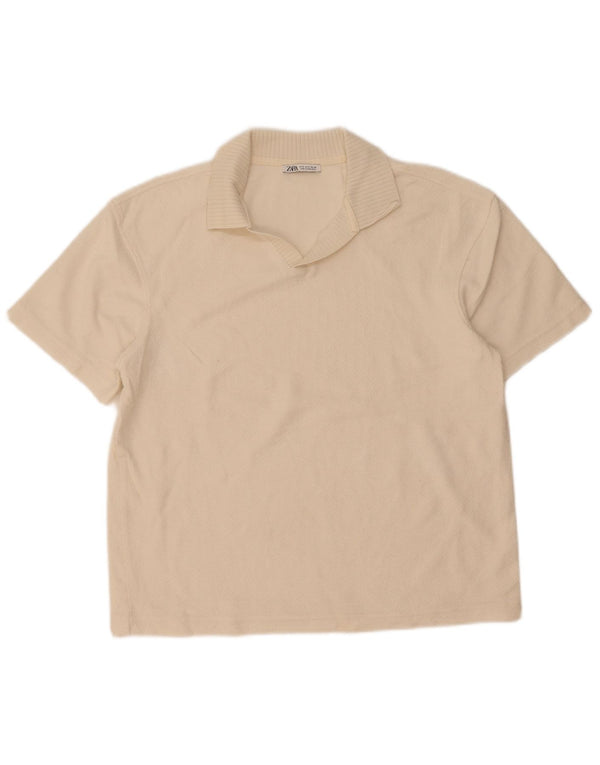 Zara Mens Polo Shirt Small Off White