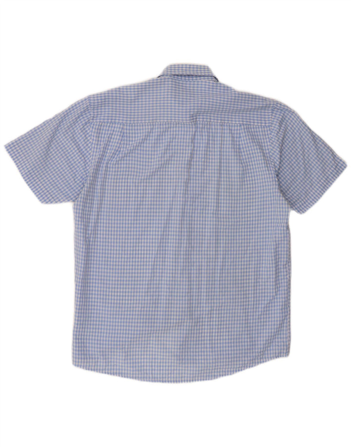 Pierre Cardin Mens Short Sleeve Regular Fit Shirt Large Blue Gingham