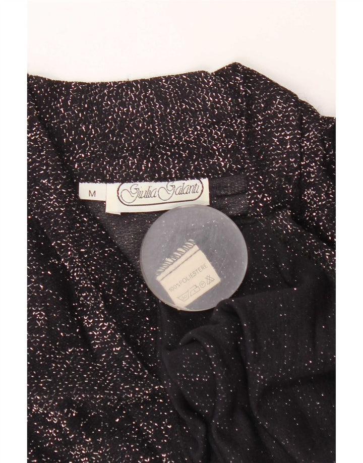 Giulia Galanti Womens Long Sleeve Blouse Top UK 14 Medium Black Flecked