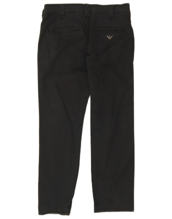 Armani Mens Straight Chino Trousers EU 46 Small W30 L28 Grey Cotton