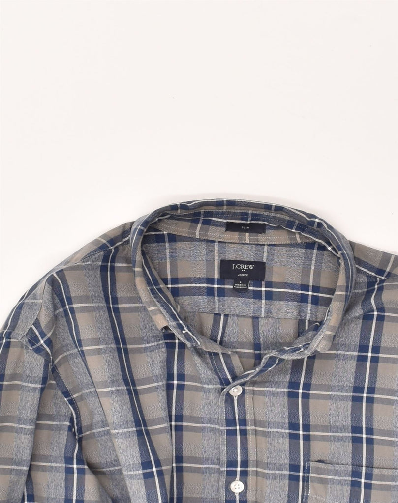 J. CREW Mens Slim Shirt Large Grey Check Cotton | Vintage J. Crew | Thrift | Second-Hand J. Crew | Used Clothing | Messina Hembry 