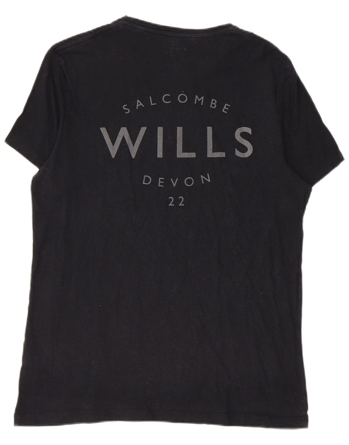Jack Wills Mens Graphic T-Shirt Top Small Black Cotton