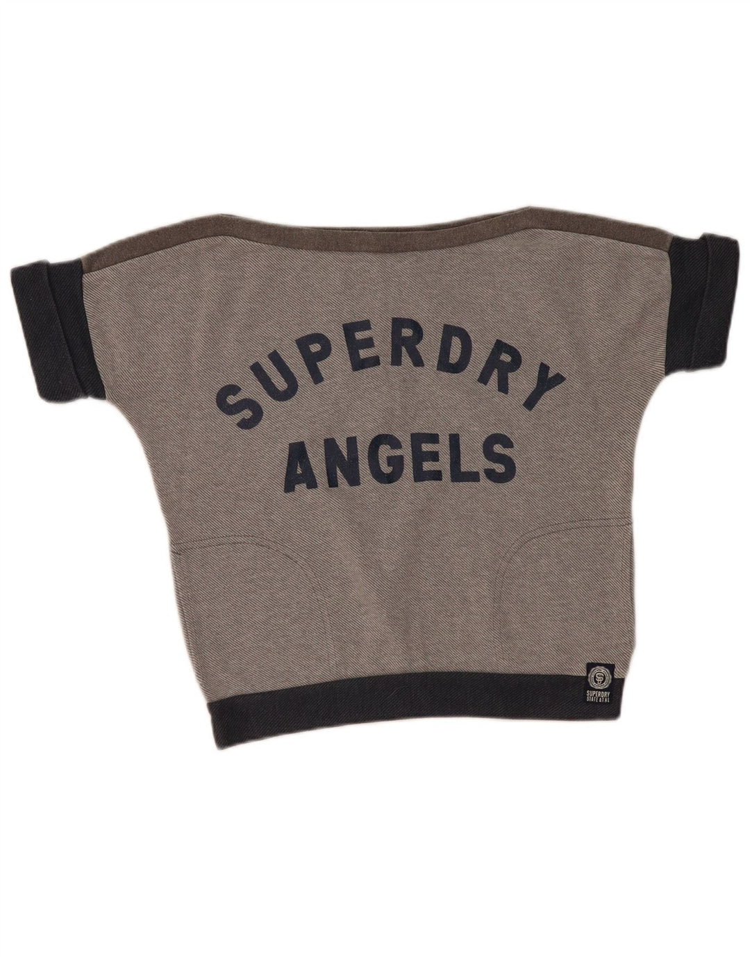 SUPERDRY Womens Oversized Graphic Sweatshirt Jumper UK 10 Small Grey
