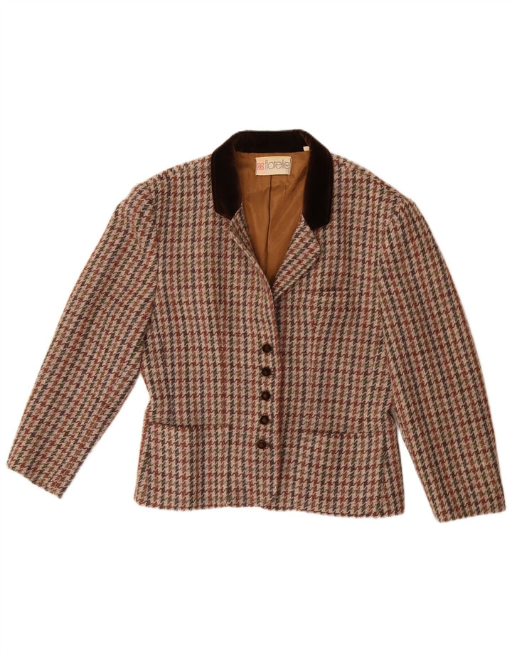 Vintage Womens 5 Button Blazer Jacket IT 46 Large Multicoloured Houndstooth