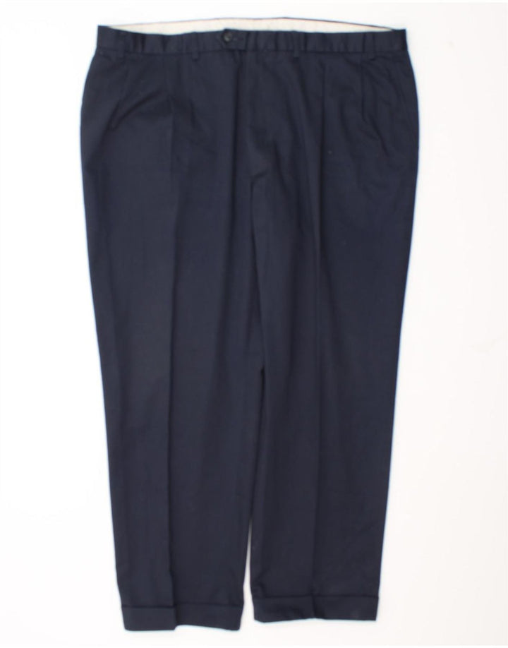 Marks & Spencer Mens Tapered Suit Trousers W42 L29 Navy Blue Polyester