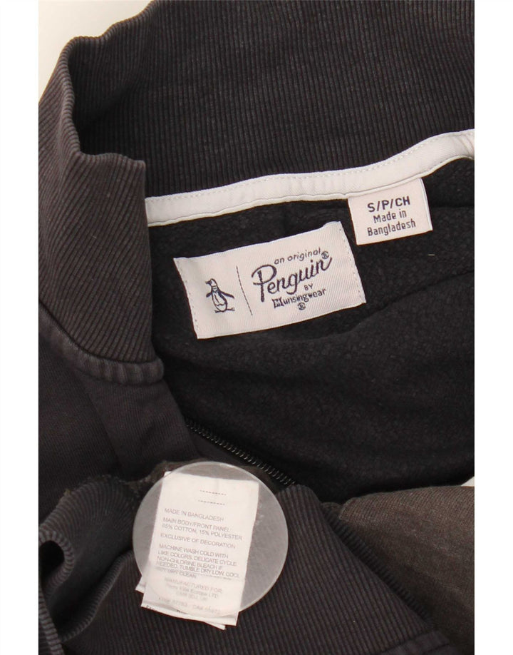 Penguin Mens Tracksuit Top Jacket Small Black Colourblock Cotton