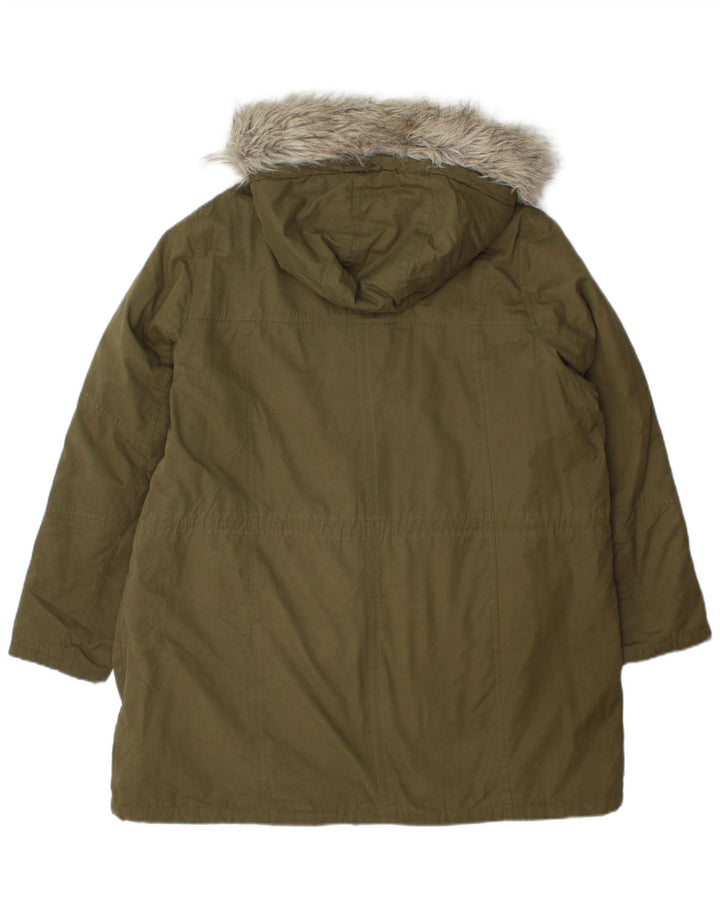 Marks & Spencer Womens Hooded Parka Jacket UK 18 XL  Khaki Polyester