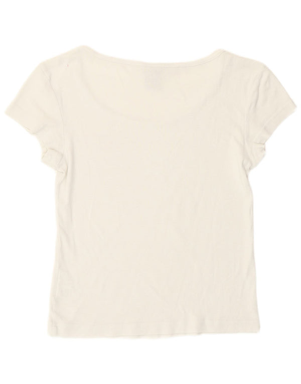 Adidas Womens Graphic T-Shirt Top UK 12 Medium White Cotton