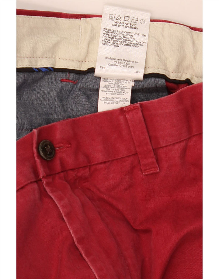 Marks & Spencer Mens Blue Harbour Straight Chino Trousers W42 L29 Red