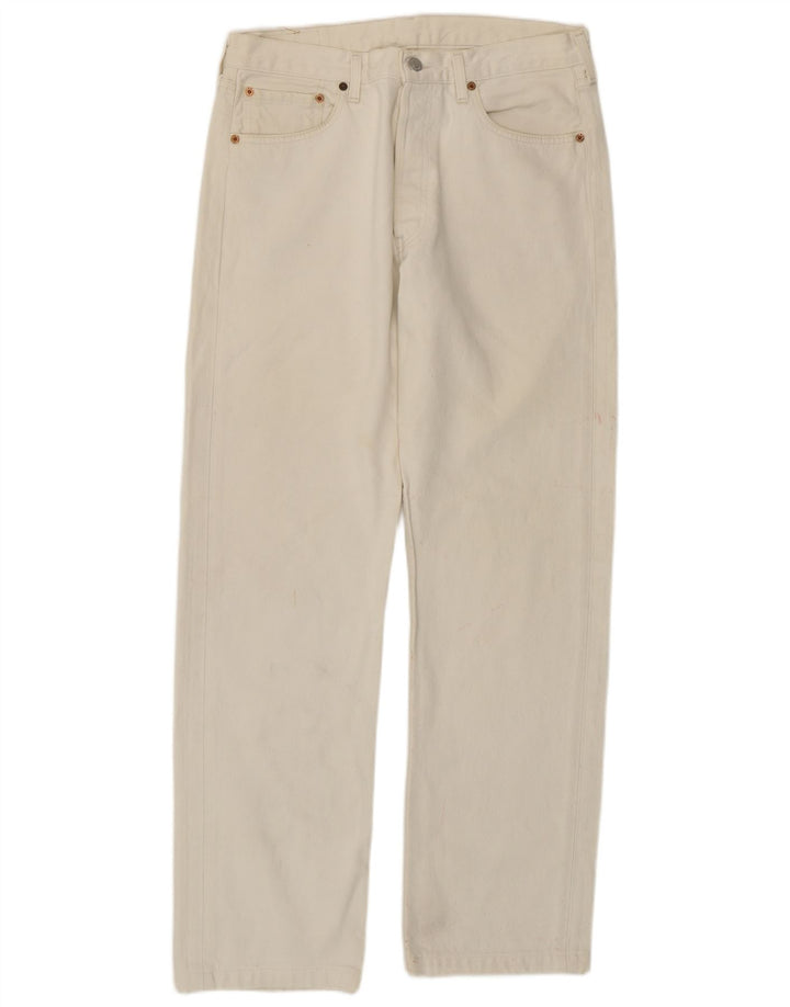 Levi's Mens 501 Straight Jeans W34 L31 White Cotton