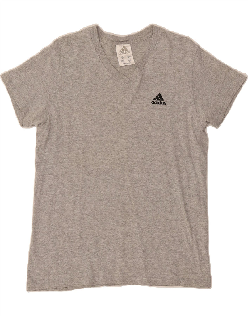 ADIDAS Womens T-Shirt Top UK 14 Medium Grey Cotton Vintage Adidas and Second-Hand Adidas from Messina Hembry 