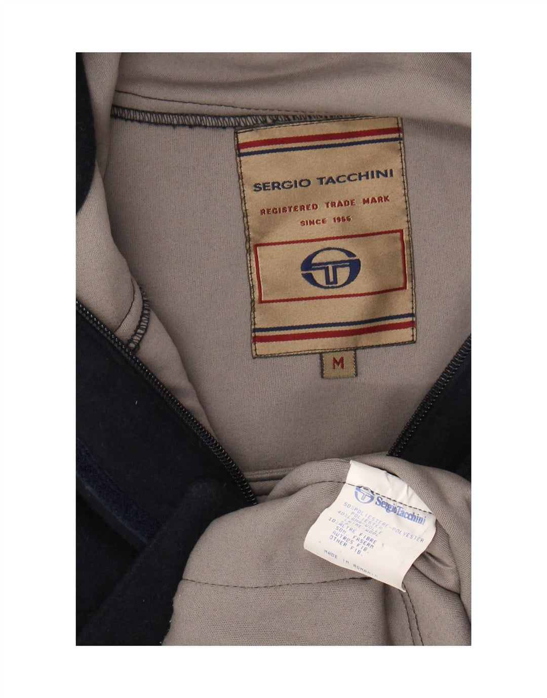 Sergio Tacchini Womens Windbreaker Coat UK 14 Medium Navy Blue Polyester