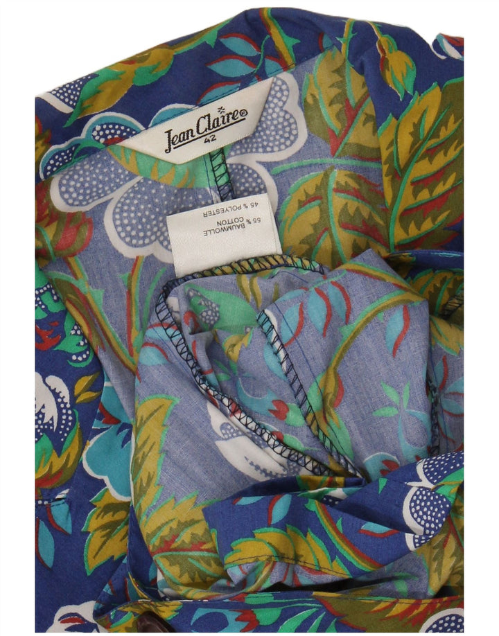 JEAN CLAIRE Womens 1 Button Blazer Jacket IT 42 Medium Blue Floral Cotton