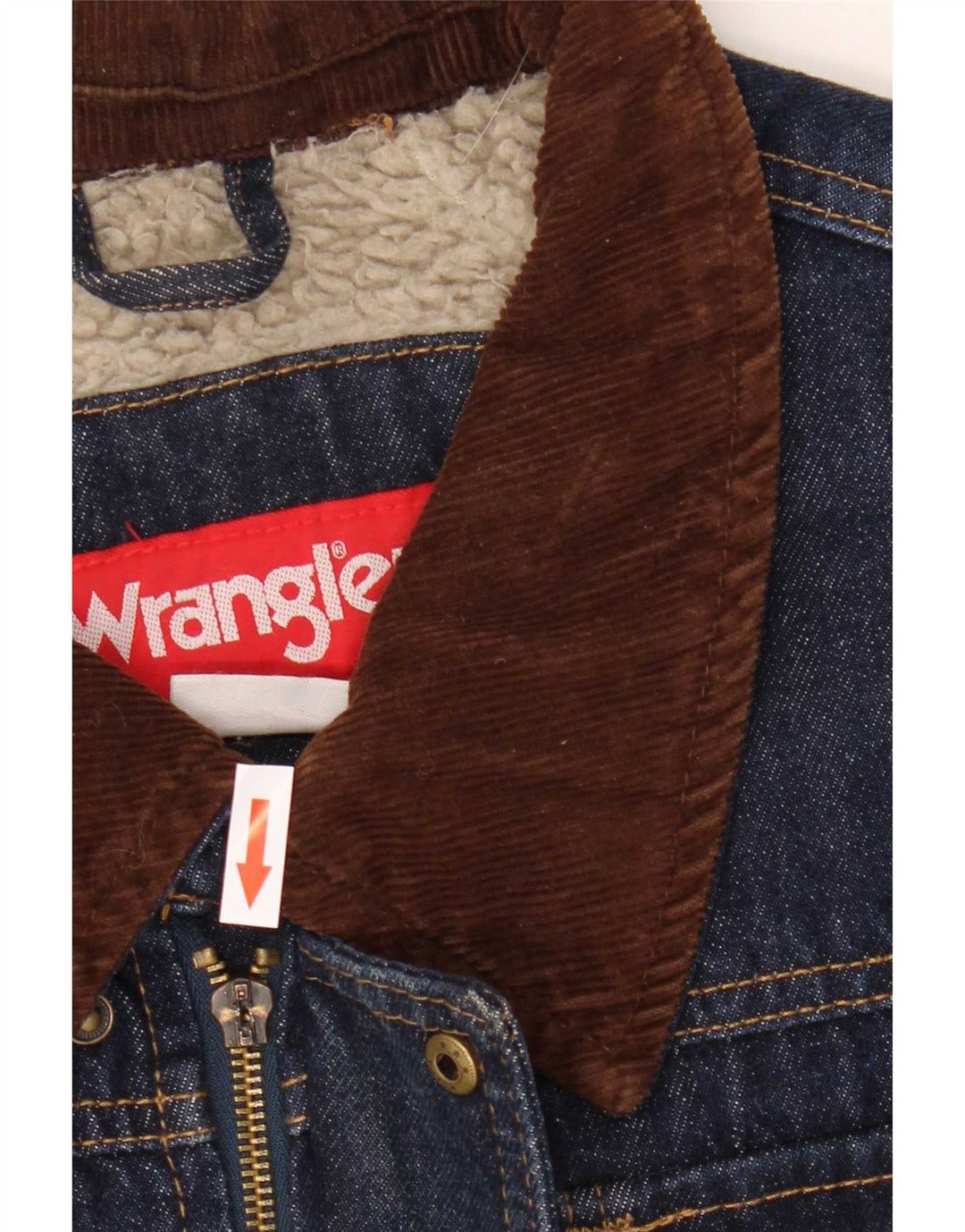 Wrangler Mens Sherpa Denim Jacket UK 40 Large Blue Cotton