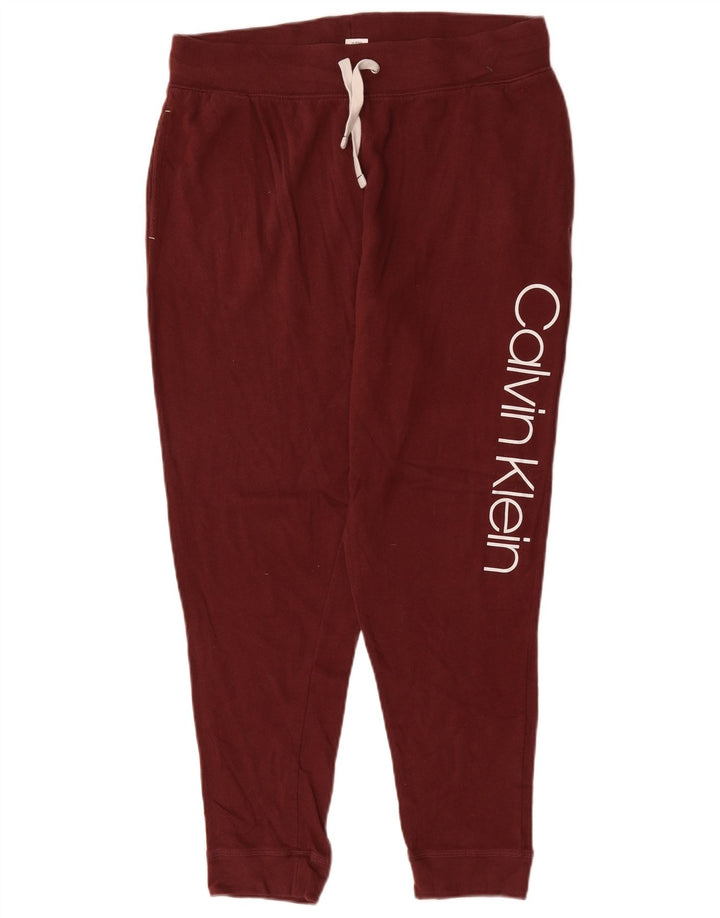 CALVIN KLEIN Mens Graphic Tracksuit Trousers Joggers Large  Burgundy