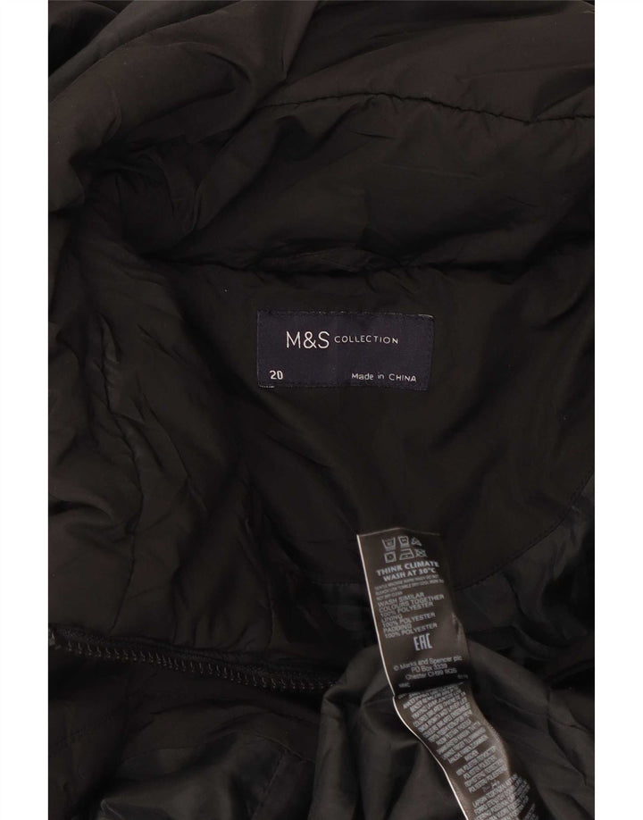 Marks & Spencer Womens Hooded Padded Coat UK 20 2XL Black Polyester