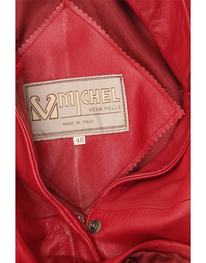 Michel Womens Leather Jacket IT 48 XL Red