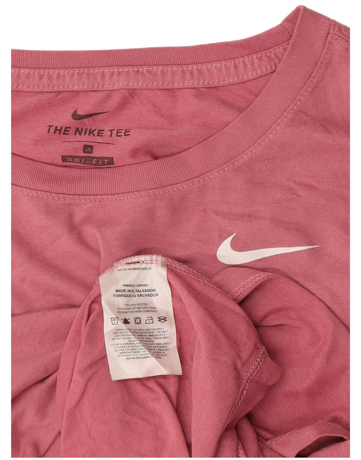 NIKE Womens Dri Fit T-Shirt Top UK 18 XL Pink Polyester