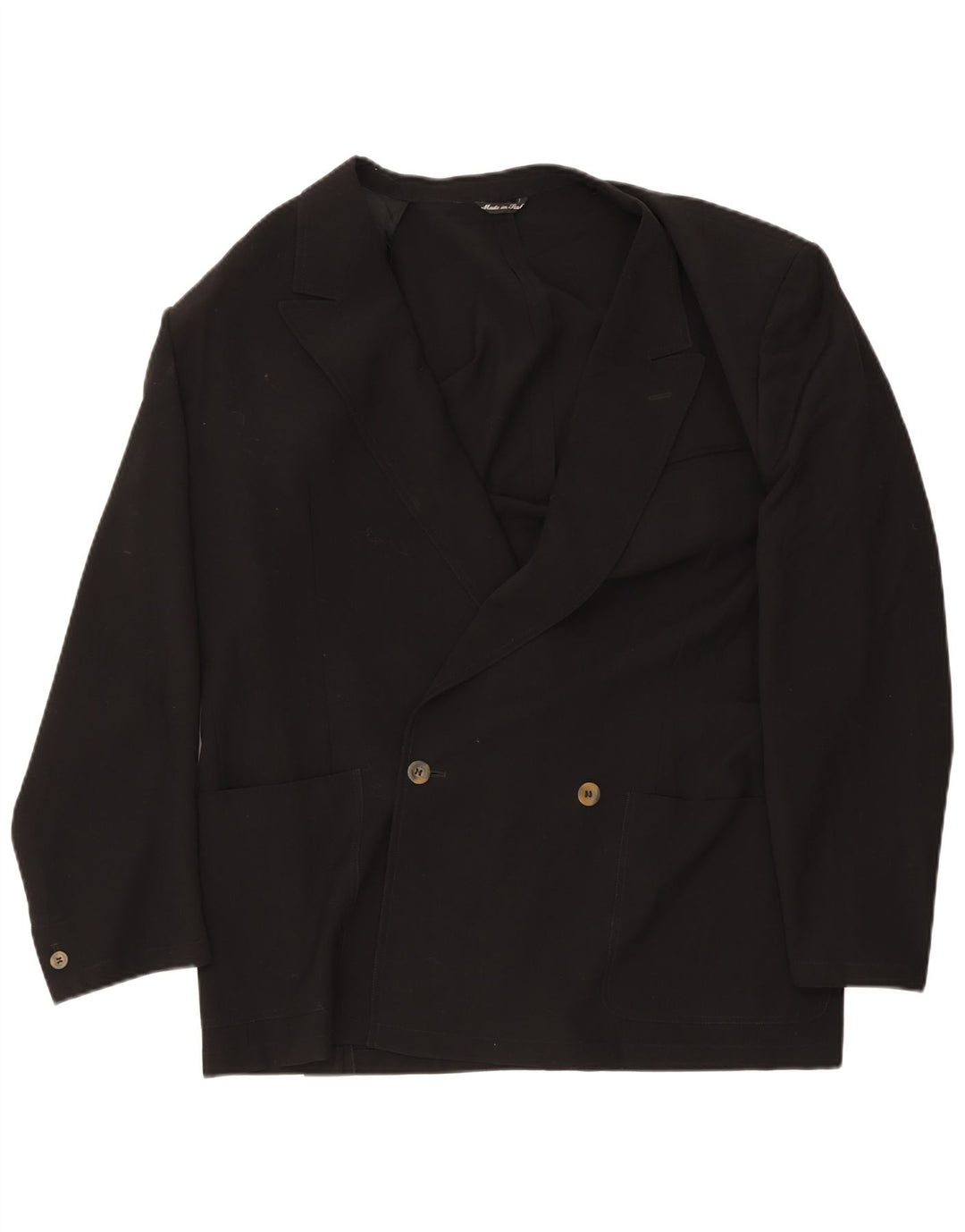 Pal Zileri Mens Double Breasted Blazer Jacket IT 52 XL Black Virgin Wool