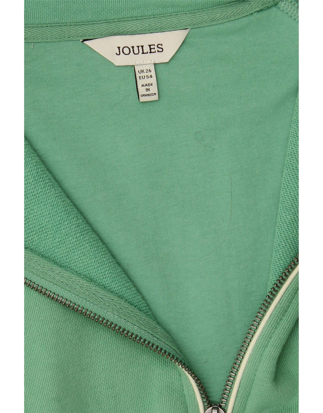 JOULES Womens Zip Neck Sweatshirt Jumper UK 26 5XL Green Cotton