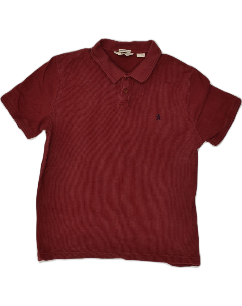 PENGUIN Mens Heritage Slim Fit Polo Shirt Medium Burgundy Cotton | Vintage Penguin | Thrift | Second-Hand Penguin | Used Clothing | Messina Hembry 