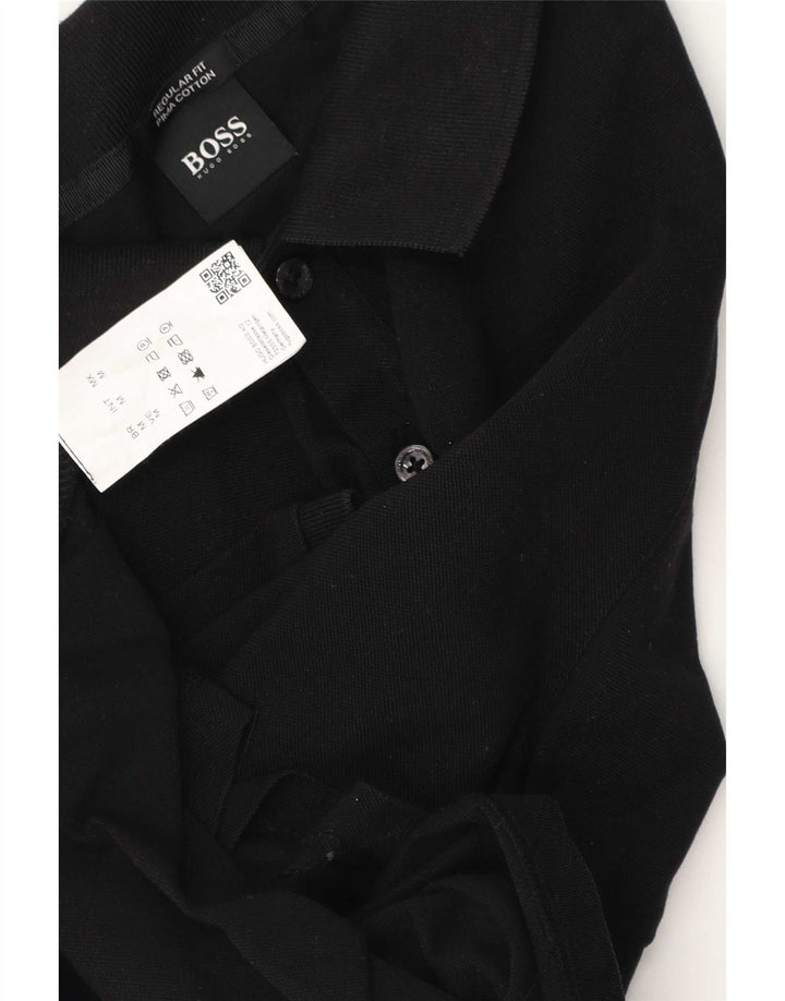Hugo Boss Mens Regular Fit Polo Shirt Medium Black Cotton