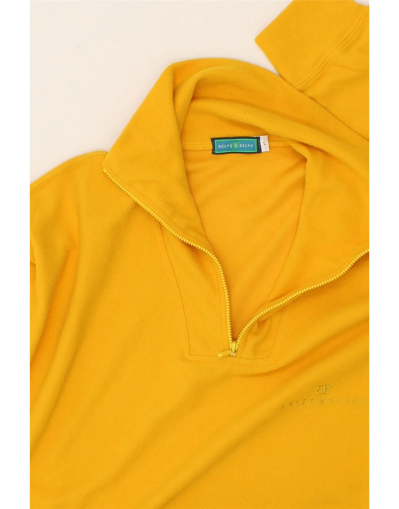 BELFE & BELFE Mens Zip Neck Fleece Jumper Large Yellow Polyester | Vintage Belfe & Belfe | Thrift | Second-Hand Belfe & Belfe | Used Clothing | Messina Hembry 