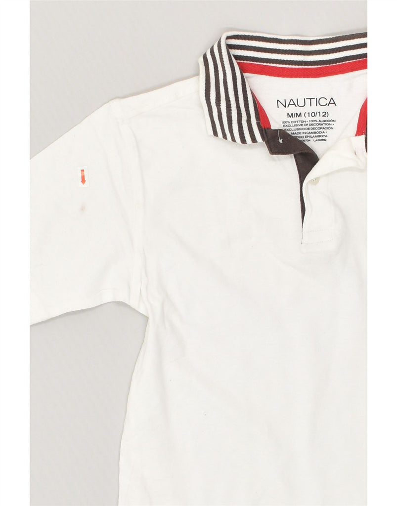 NAUTICA Boys Polo Shirt 10-11 Years Medium  White Cotton | Vintage Nautica | Thrift | Second-Hand Nautica | Used Clothing | Messina Hembry 