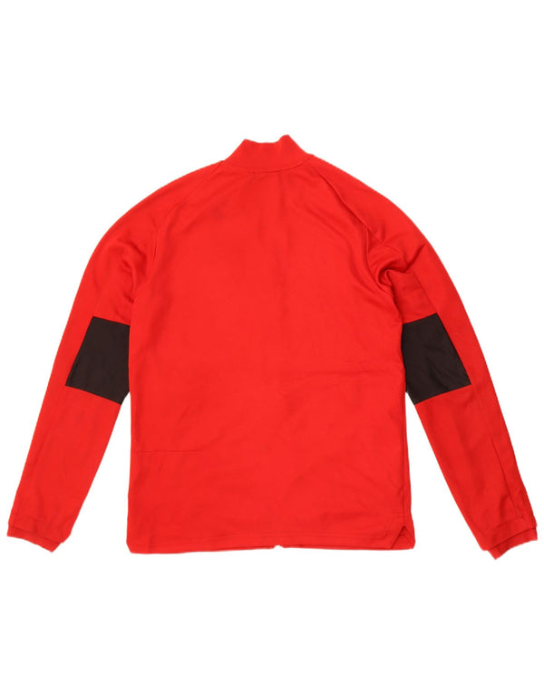 Adidas Boys Tracksuit Top Jacket 13-14 Years Red Colourblock Polyester