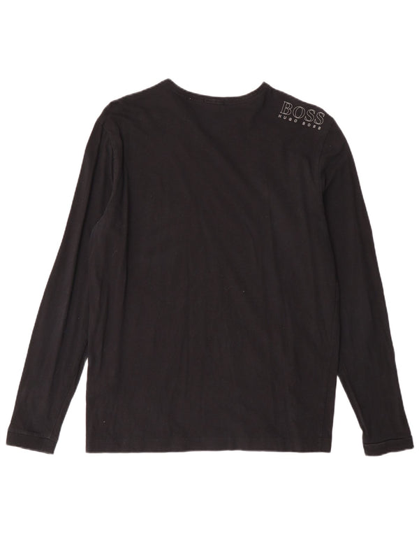 HUGO BOSS Mens Regular Fit Top Long Sleeve Small Black Cotton