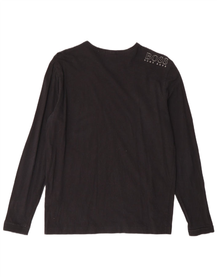 HUGO BOSS Mens Regular Fit Top Long Sleeve Small Black Cotton