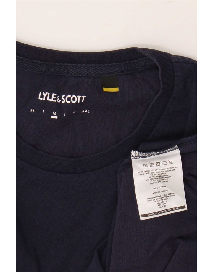 Lyle & Scott Mens Graphic T-Shirt Top Medium Navy Blue Cotton