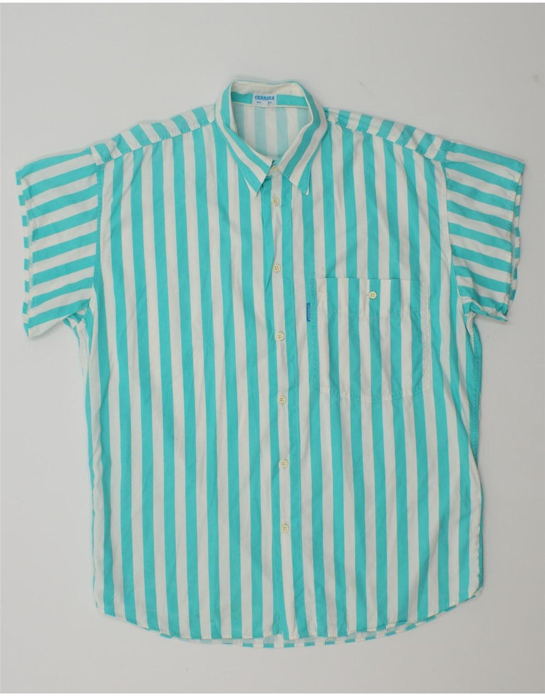 Carrera Mens Short Sleeve Shirt Medium Blue Striped