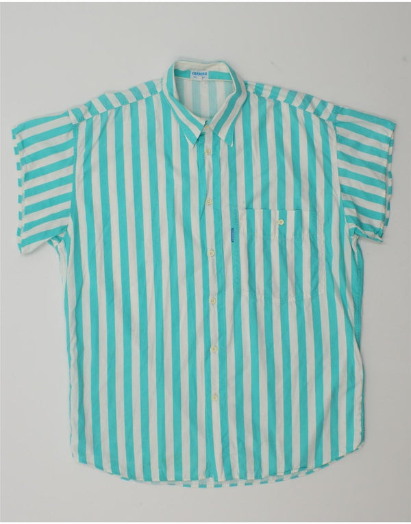 Carrera Mens Short Sleeve Shirt Medium Blue Striped